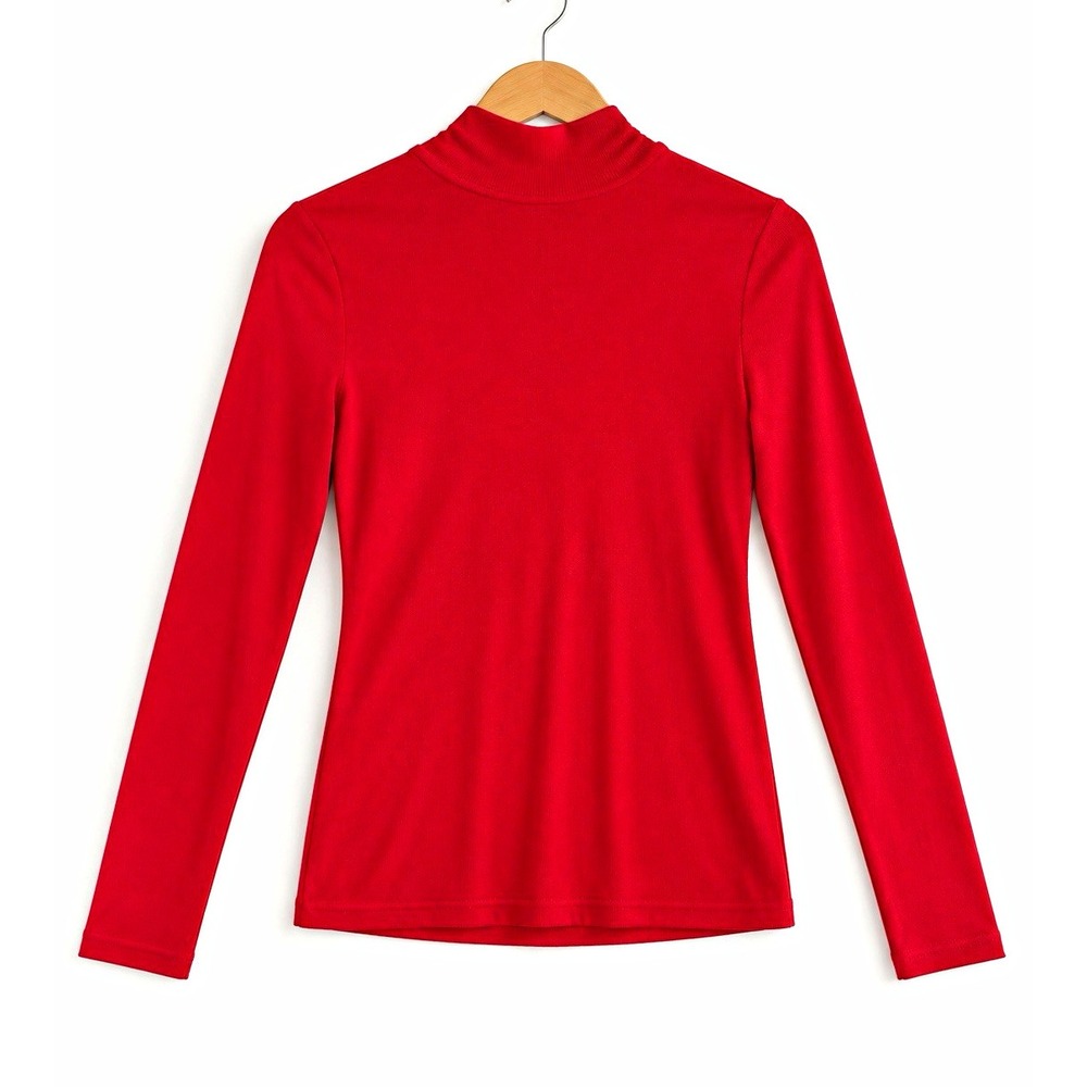 Banana Republic Red Mock Neck Long Sleeve Stretch Jersey Top XS 517157-01